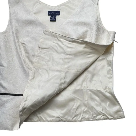 NWT Vintage Ann Taylor Silk Jacquard Top Size 10 Sleeveless Black Ribbon Y2K - Picture 4 of 10